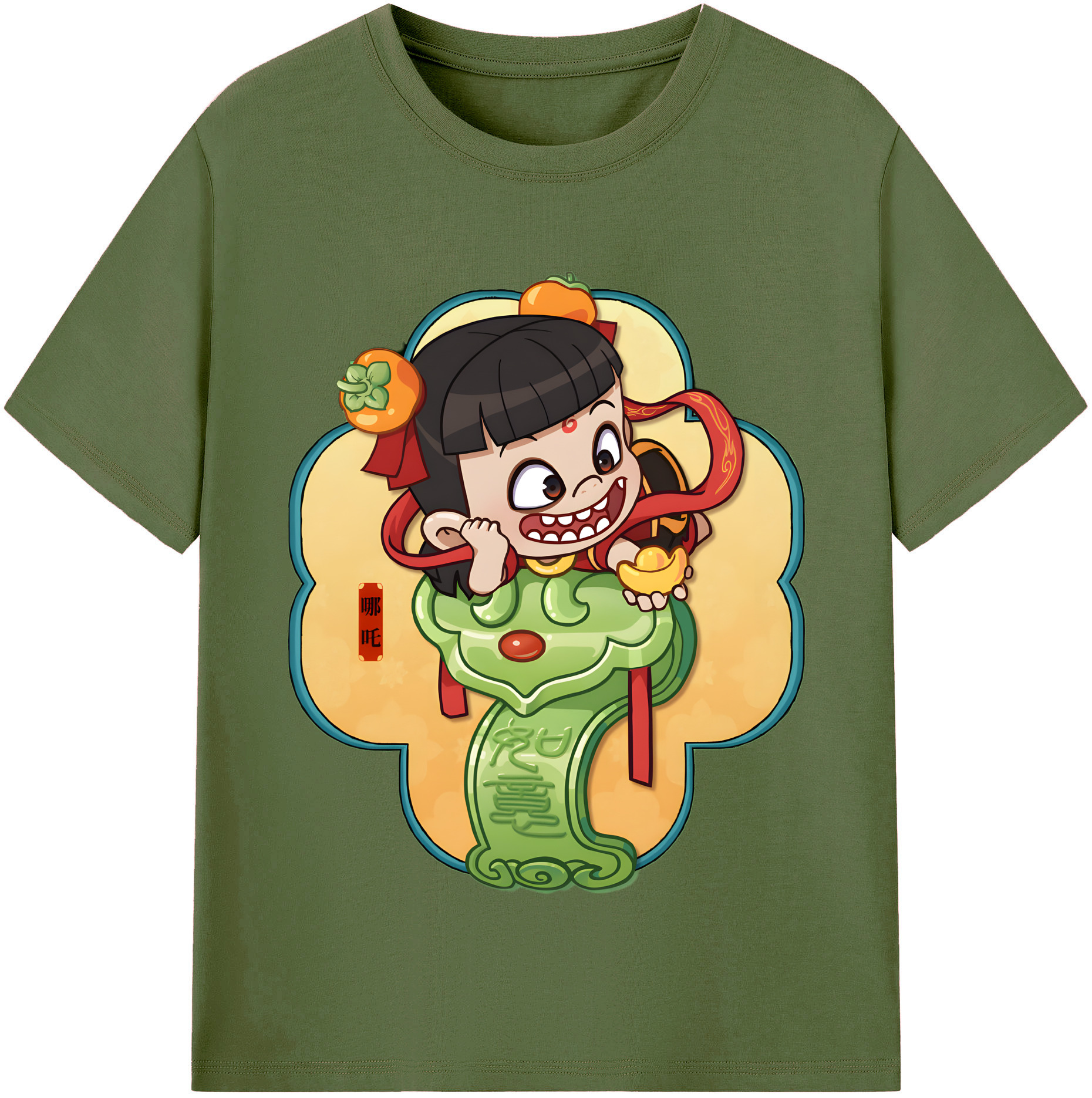 （画像用） Ne Zha 2 ナタ 魔童の大暴れ 綿100％半袖Tシャツ（フロントプリント）